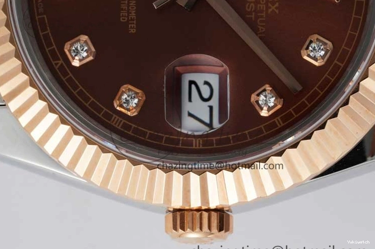 Jubilee Edition Dial VR3235 904L JDF RG V2 Steel Diamonds SS 41 RG Bracelet SS 1:1 Best DateJust Brown on 0828